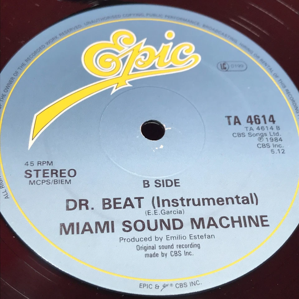 MIAMI SOUND MACHINE Dr. Beat 1984 UK 12" vinyl single Gloria Estefan extended - Image 4 of 4