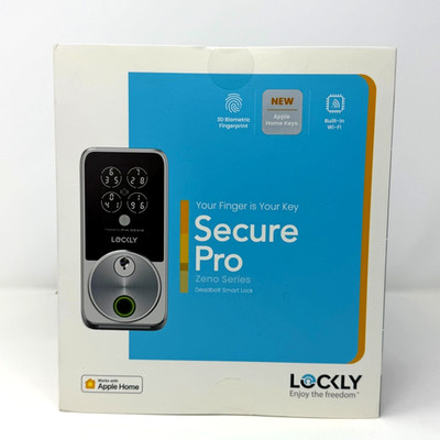 Lockly Secure Pro Zeno WiFi Smart Deadbolt Apple Home Key Fingerprint Satin