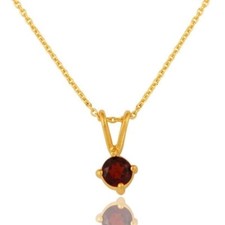 18K Gold Plated 925 Sterling Silver Garnet Gemstone Pendant Necklace Jewelry