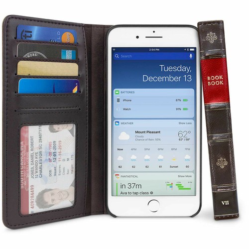 Twelve South BookBook Portefeuille ID Folio Cuir Noir Étui 3 en 1 pour iPhone 8 Plus - Photo 8 sur 11
