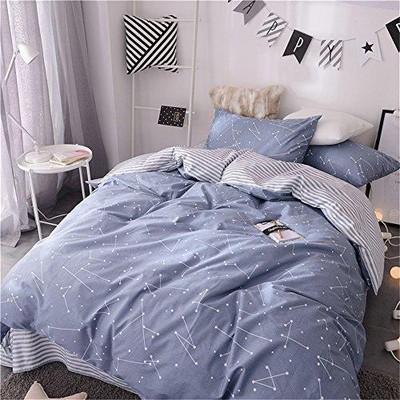 VM VOUGEMARKET Kids Duvet Cover Set Twin Blue,Premium Cotton Constellation Stars