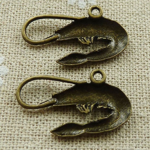 Envío Gratis 80 Piezas Dijes Camarones Bronce Antiguo 28x16mm L-504 - Imagen 4 de 4