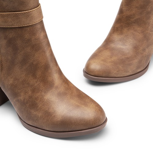 Women Zip Up Round Toe High Chunky Heel Fashion Ankle Boots Booties - Picture 37 of 38