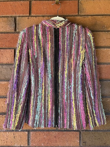 Kelly Wearstler Wearable Art Blazer Lambskin Accent Boucle | Multicolor | Size 0 - Picture 2 of 15