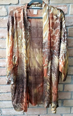 Drapers & Damons Earth Tones Topper Jacket One Size Open Front Silk Blend