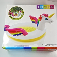 Intex Mystic Unicorn Inflatable Baby Spray Swimming Pool Family Fun White Pink