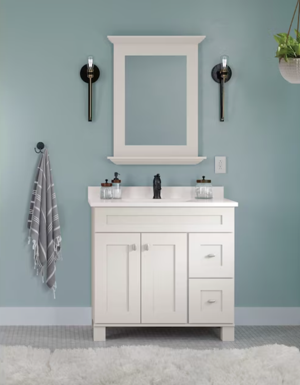 BRAND NEW Palencia 36in White Bathroom Vanity Base without Top