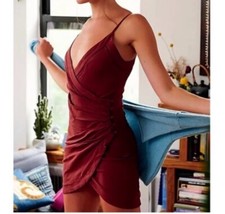 Free People Dylan V-neck Wine red Wrap Mini dress. Sz M