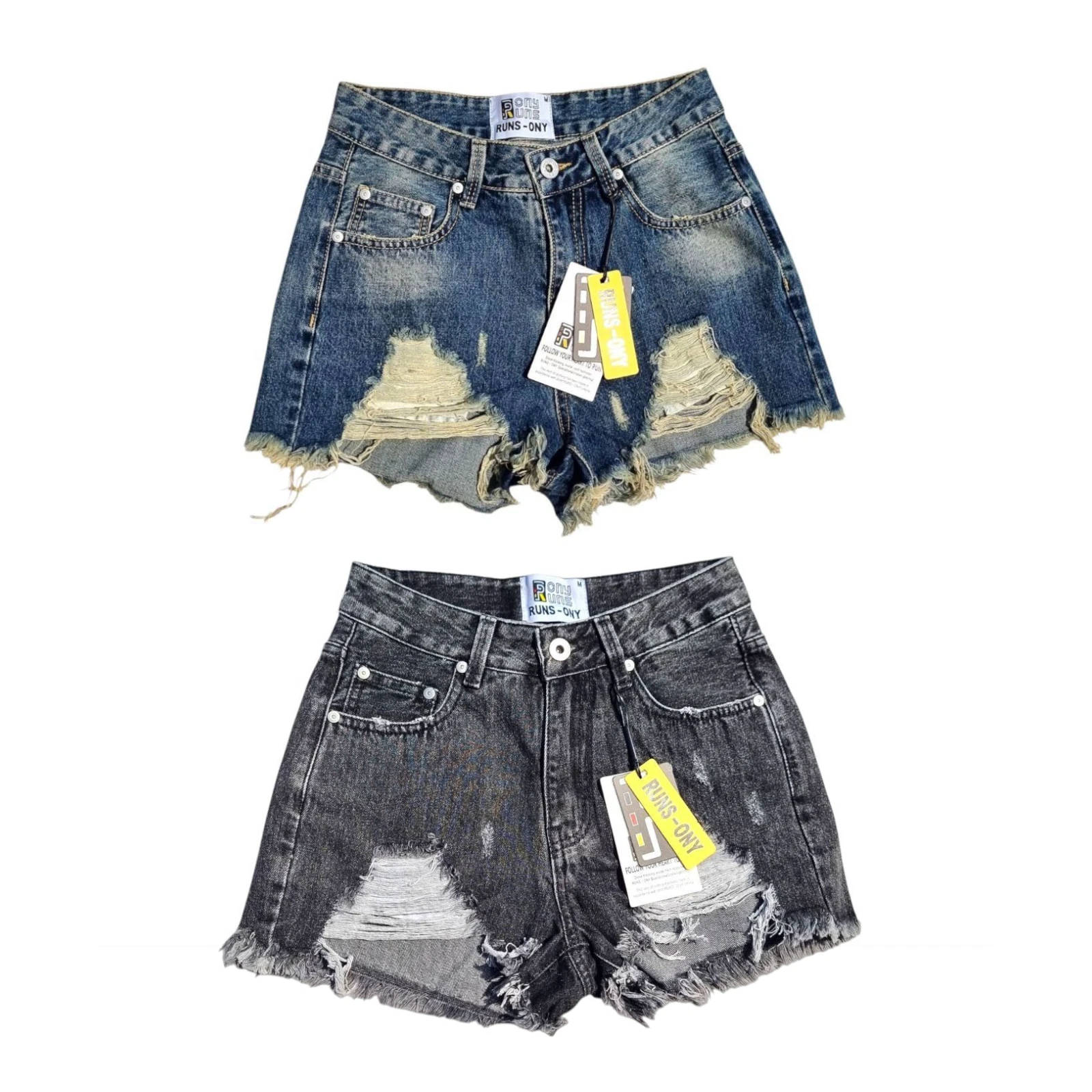 Distressed Denim Hot Pants Black Or Blue Ripped Jean Shorts Women's Summer Y2K