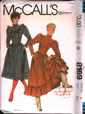 8169 Vintage McCalls SEWING Pattern Misses 1980s Pullover Dress Western Dance FF