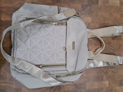 Oxford Solid Embroidered Minimalist Women Waterproof Backpack Bag Creamy-white