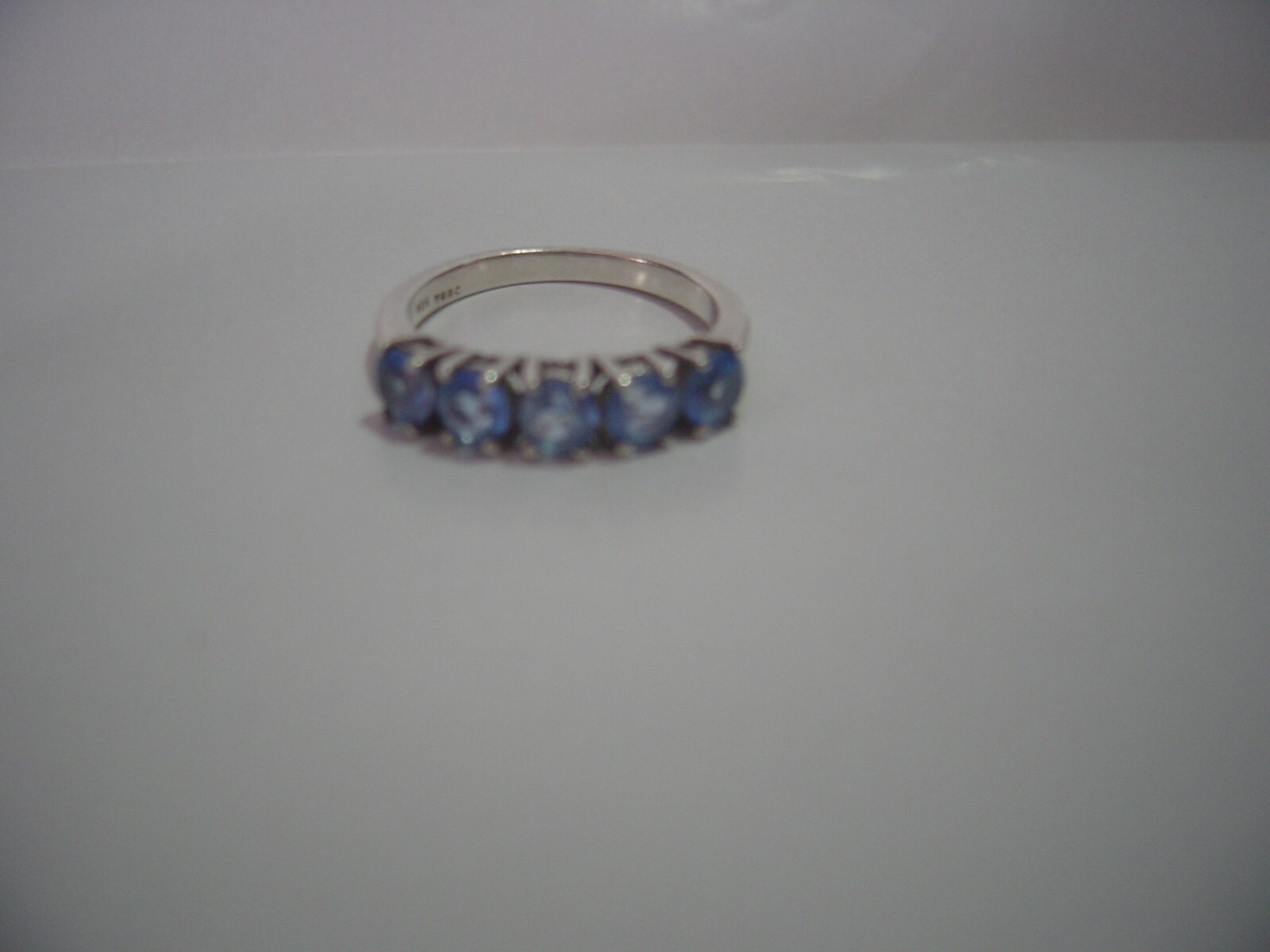 fantastic Solid Silver band Ring-superb pale navy… - image 4