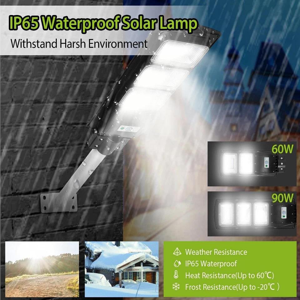 2 Packs Commercial Solar Wall Street Lights 9000LM 180pcs LED Light Dusk to Dawn - Image 3 of 4
