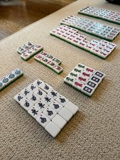 Green and White Vintage Mah Jong Jongg Replacement Tiles - Your Choice