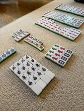Green and White Vintage Mah Jong Jongg Replacement Tiles - Your Choice