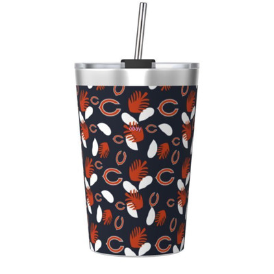 12OZ Thermos with Conical Straw Stainless Steel Travel Cup Chicag Bearr