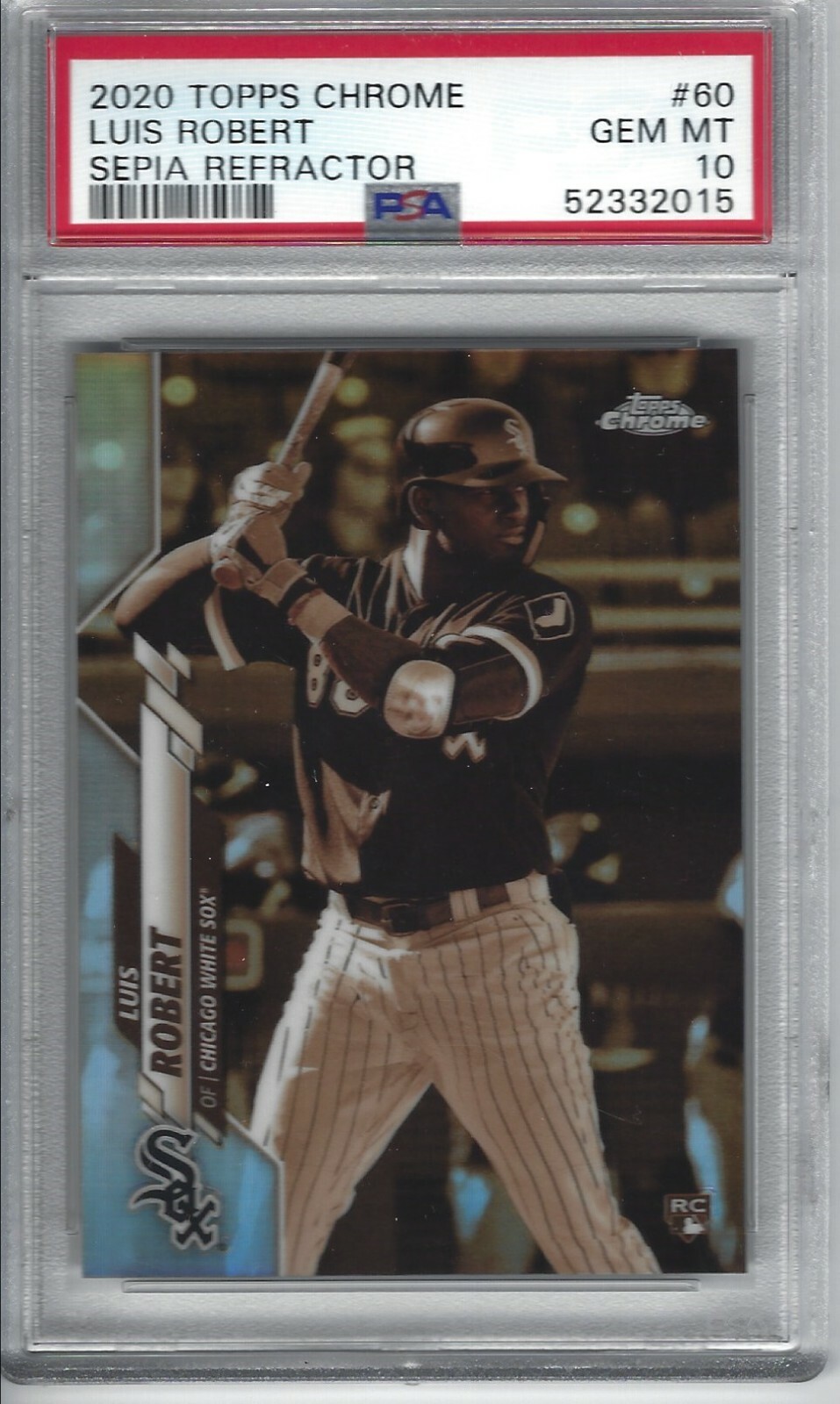 2020 Topps Chrome Baseball Luis Robert Sepia Refractor Rookie # 60 PSA 10 Gem MT
