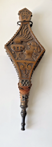 19thC BEAUTIFULLY Carved Antique WALNUT Bellows ARTS & CRAFTS Style poss Italian - Picture 17 of 17