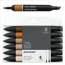 set 6 pennarelli promarker pantone doppia punta toni pelle carne winsor newton 