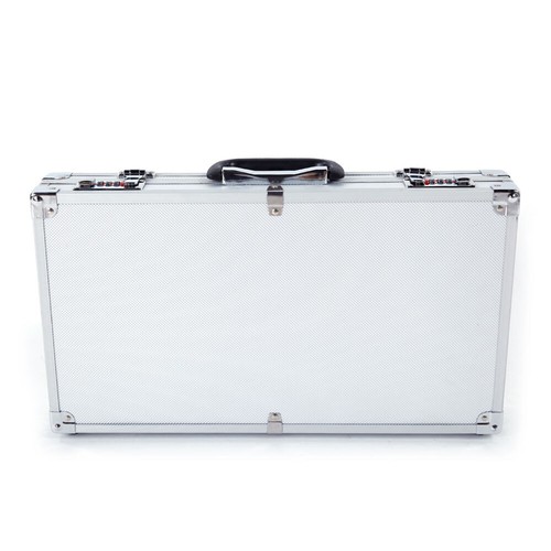 Aluminum Locking Gun Case Large Hard Storage Box for Pistol Firearm Silver