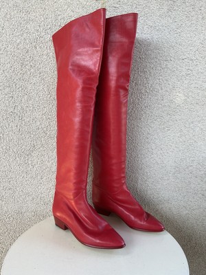 red over the knee flat boots