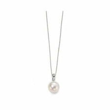 Image of 9ct White Gold Pearl and Diamond Pendant GP884W