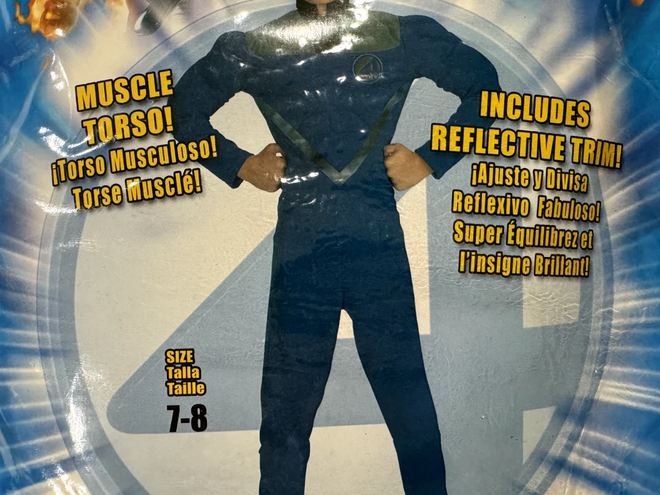 Disfraz DELUXE FANTASTICO 4 Niños CON Músculos, Talla M (7-8), TOTALMENTE NUEVO Foto 3 de 4