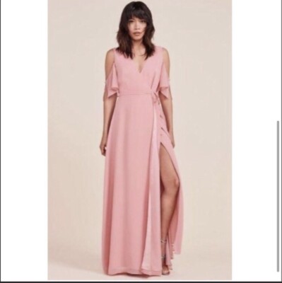 BB Dakota RSVP Lalah Wrap Maxi Dress Melon Sorbet Pink Medium New  | eBay