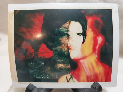 Woman ABSTRACT CLOSE UP  DOUBLE EXPOSURE vtg 1970's  photo Selfie  Polacolor. 11