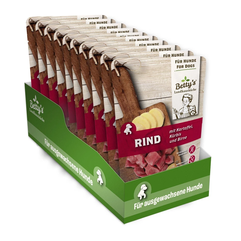 Betty’s Landhausküche Hund Frischebeutel Rind mit Kartoffel 10 x 300g (9,50€/1kg