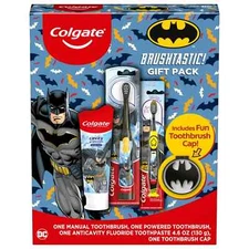 Colgate Batman 4 Pc Toothbrush Gift Set With 2 Toothbrushes Toothpaste & Cap