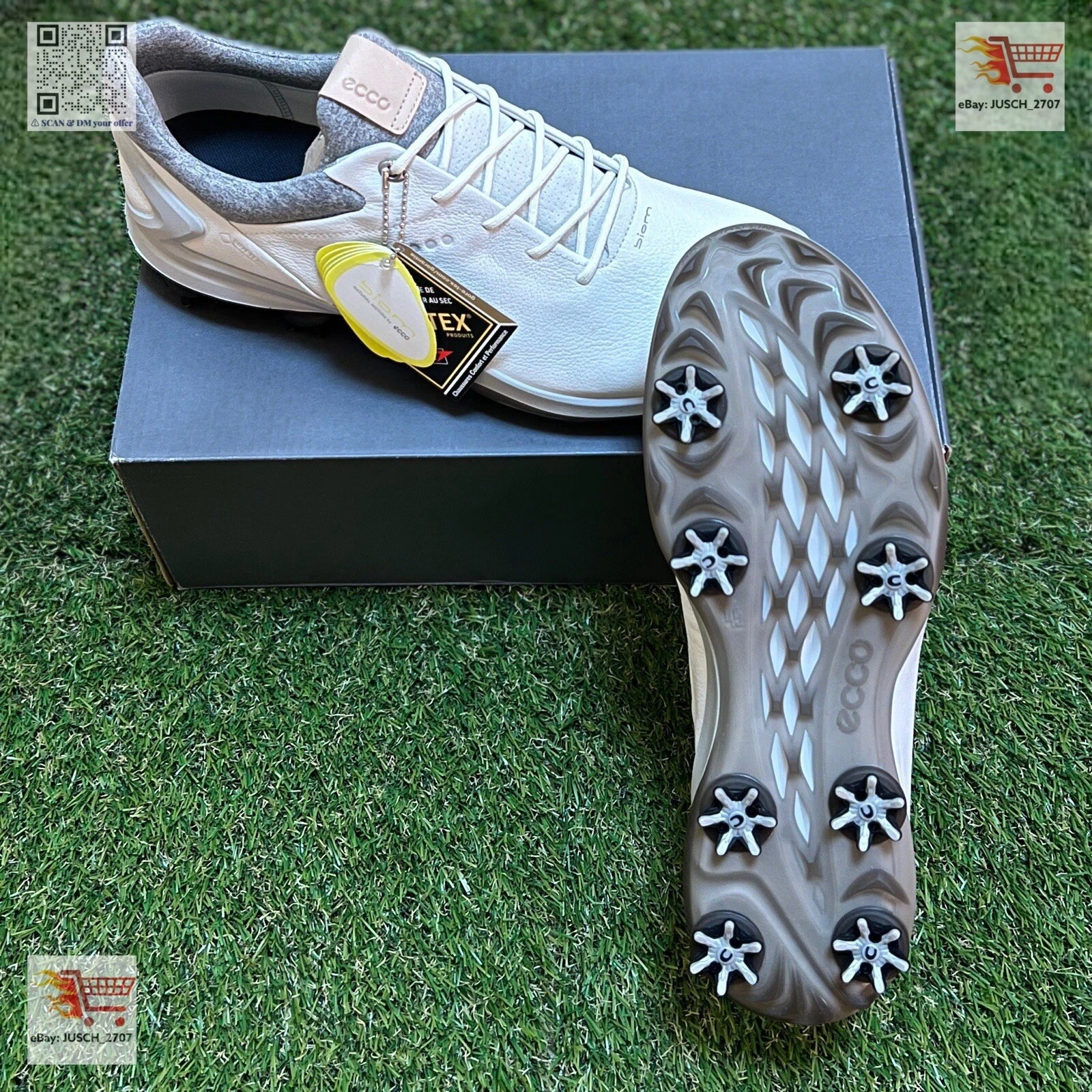 Scarpe da golf Ecco Biom Spikes BIANCHE GTX GORE TEX G3 ⛳️ EU 45 US 11 5