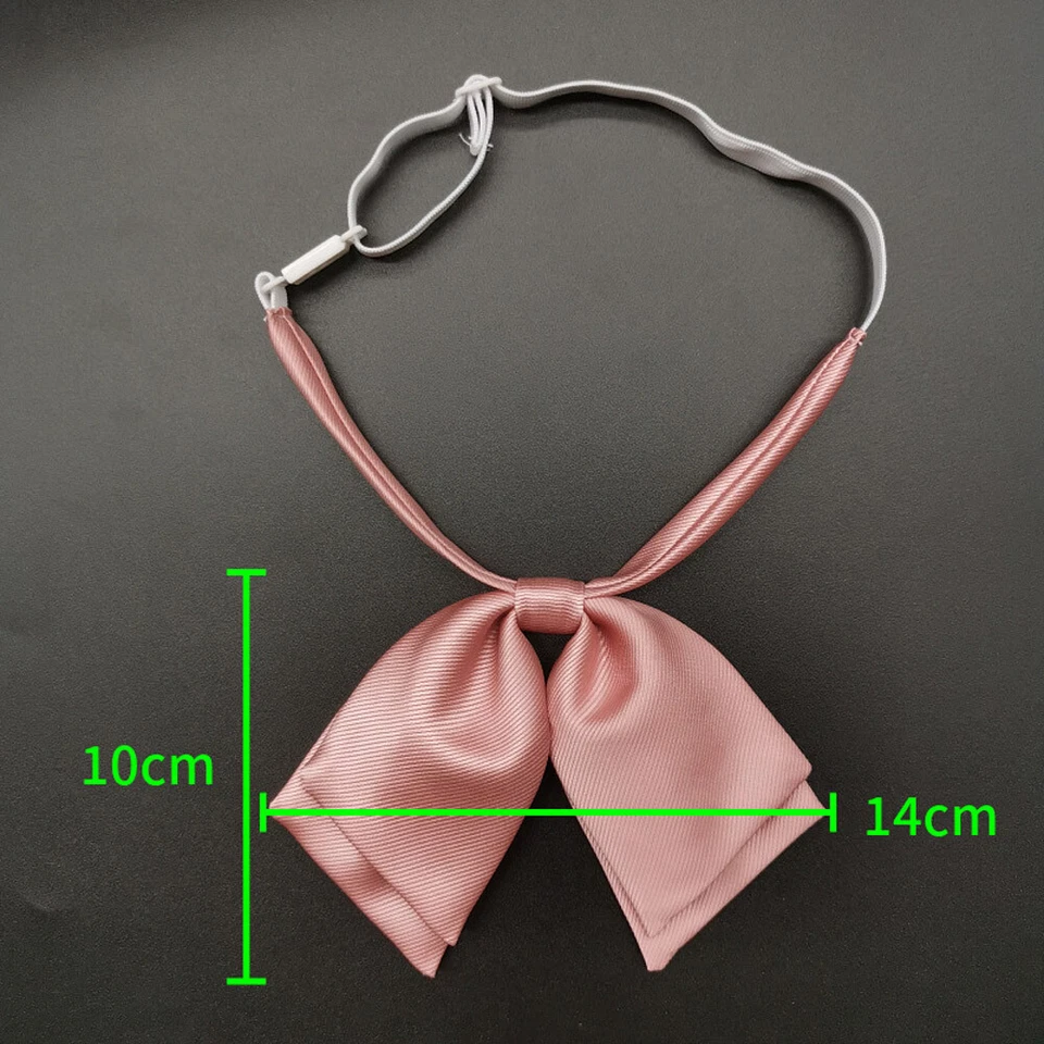 Women Solid Color Double Layers Bow Necktie Lady Double-deck Plain Neck Wear  - Image 3 of 4