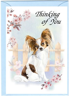 Papillon Schmetterling Hund (4''x 6'') Thinking of You Karte (innen leer) von Starprint