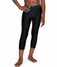 Under Armour Boys Black Heat Gear 3/4 Leggings L49658 Size Youth XS