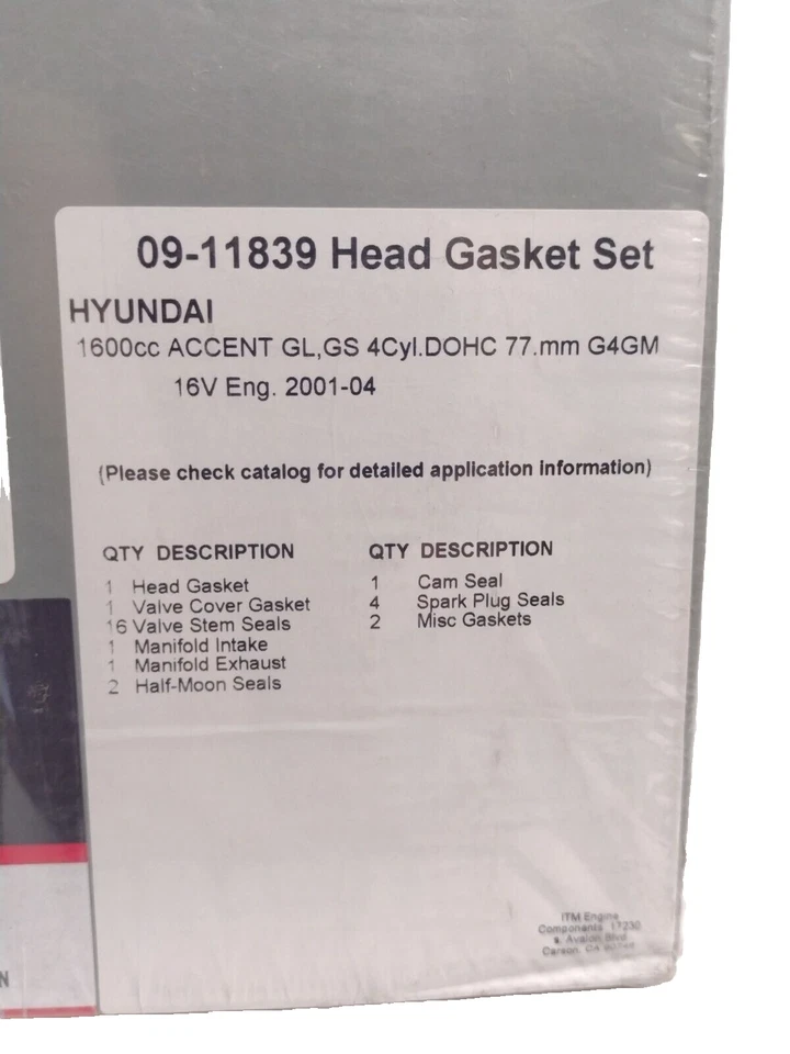 Hyundai Accent 2001-2004 ITM Engine 09-11839 Cylinder Head Gasket Set - Image 3 of 4