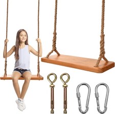 Wooden Swing for Kids and Adults Hemp Rope Adjustable Up to 250kg