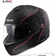 CASCO MODULARE LS2 STROBE 2 F908 LUX NE/FUXIA DOPPIA VISIERA DOPPIA OMOLOGAZIONE