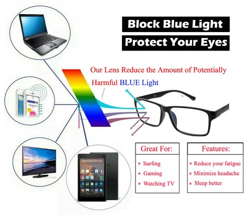 Blue Light Blocking Glasses Computer Gaming Retro Eyewear Vision Care Protection - Picture 1 of 21