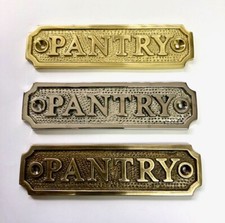 PANTRY door sign choose bronze, nickel or brass finish with screws 12.5 x 3.5cm