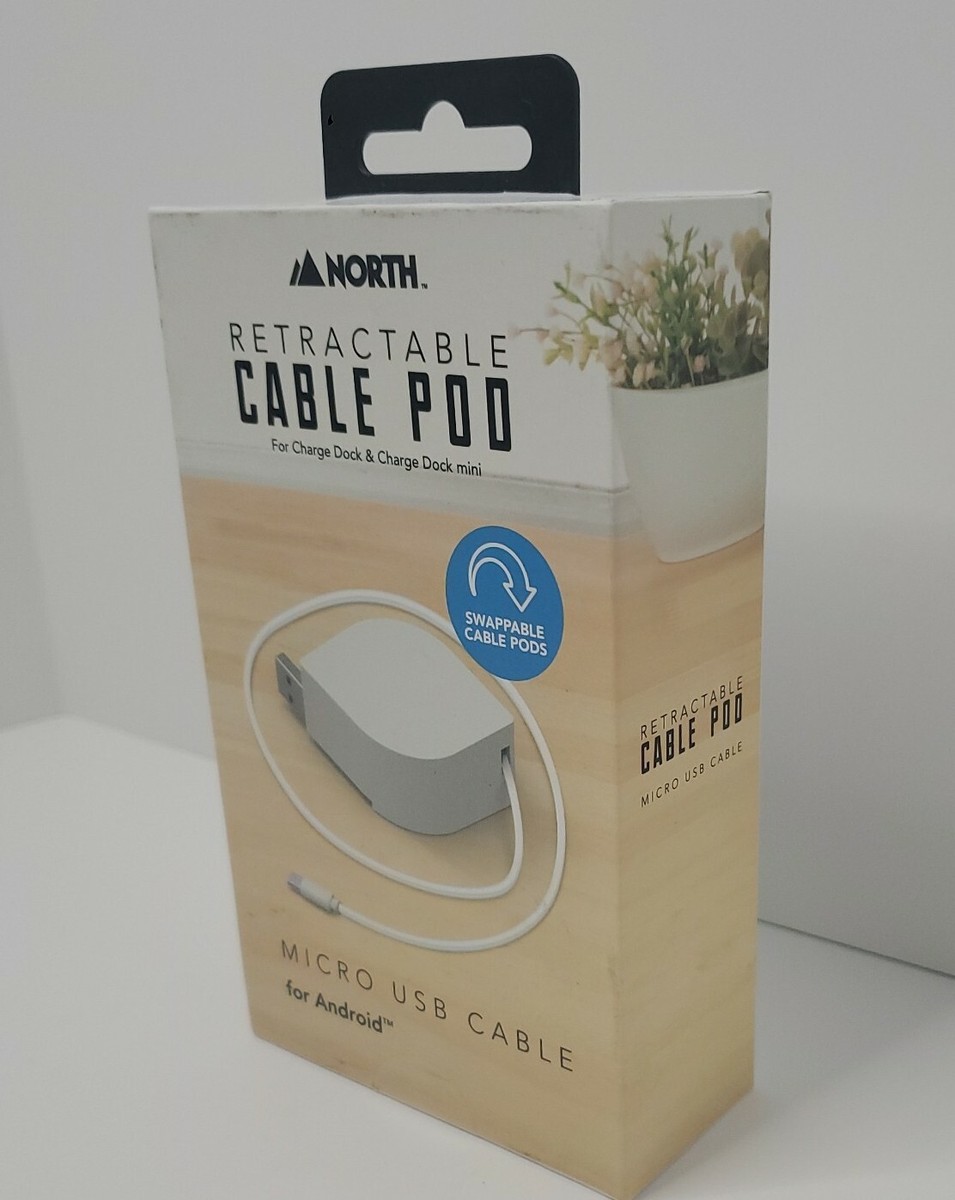 Retractable Cable Pod for charging dock Micro USB cable for