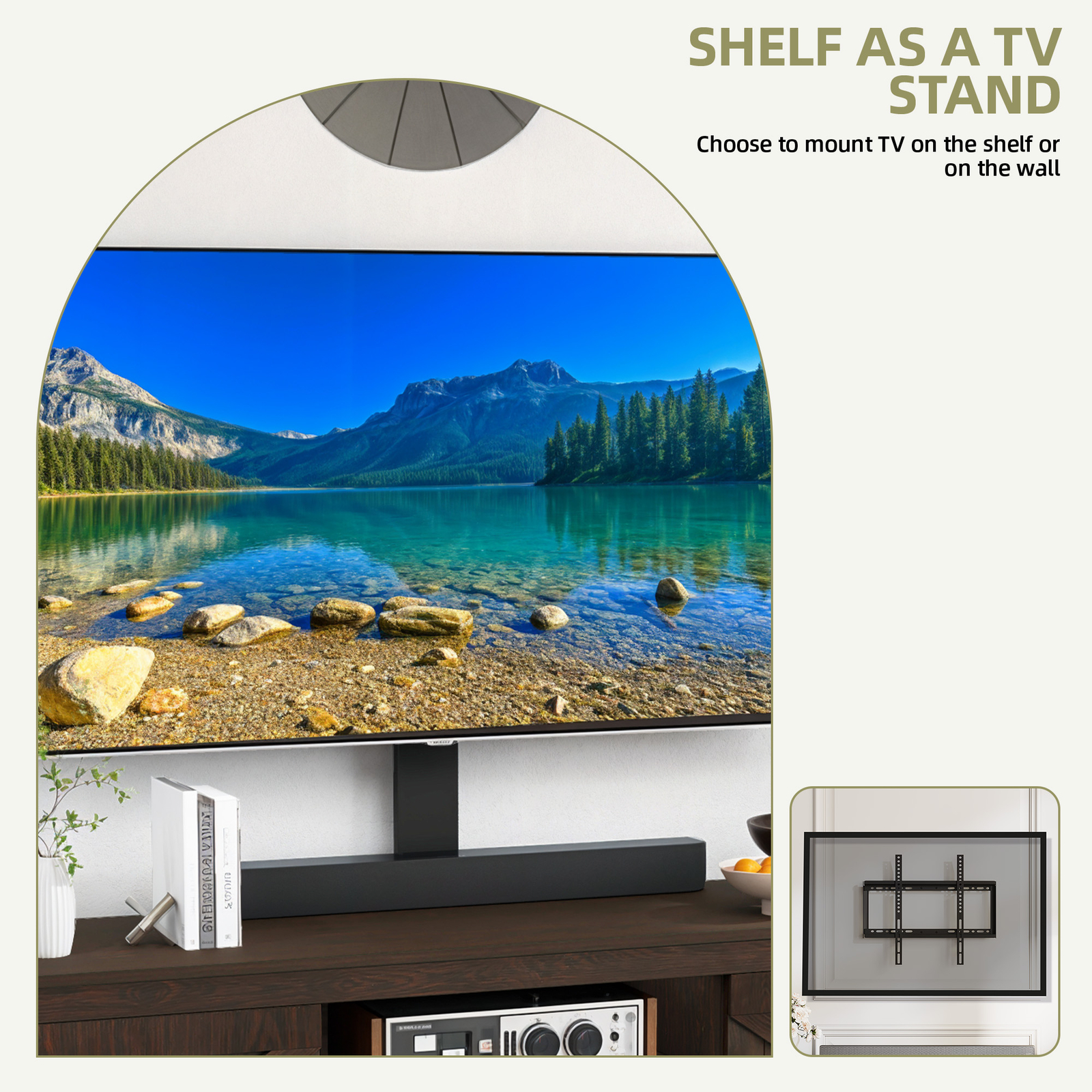 TV Stand Cabinet w/ Wall Mount Adjustable Open Shelves for 70" TVs Media Console