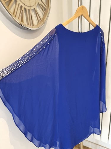 Joseph Ribkoff Chiffon Overlay Dress Style 223742 Uk Size 8 Cobalt Blue Sparkle - Picture 5 of 9