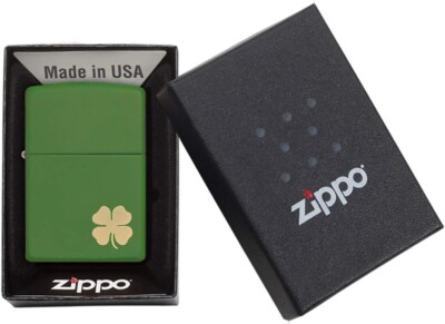 Zippo Four Leaf Clover Green Matte 21032 | eBay