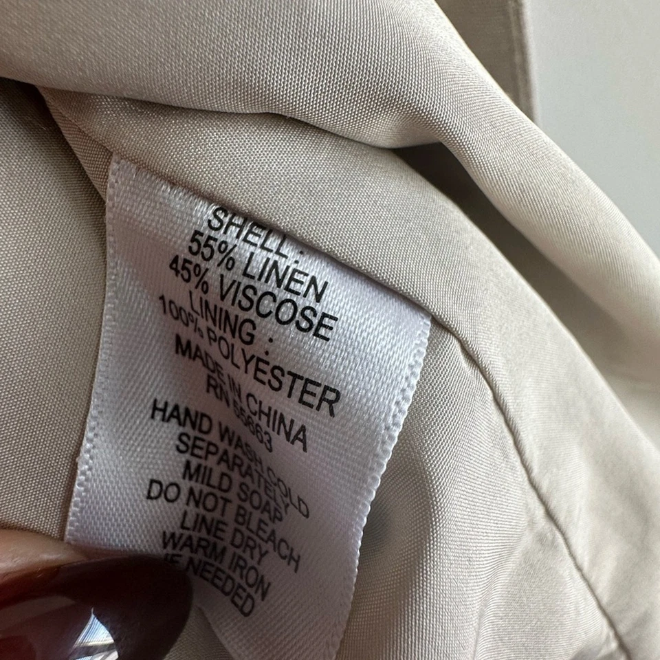 Chaleco Blazer HALSTON Mezcla de Lino Línea Larga Sin Mangas - Talla M Minimalismo Años 90 Foto 4 de 4