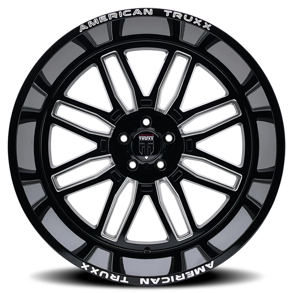 Rueda inquieta negra/fresada 22x12 American Truxx AT1915 8x6,5 (-44 mm) Foto 3 de 4