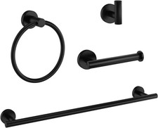 LSQCSN 24 Inch Towel Bar Bathroom Kit ZSS0006 Set 4 Pieces , Matte Black