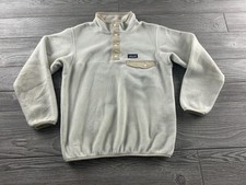 Patagonia Synchilla Fleece Pullover Youth Medium White 1/4 Snap T Sweater