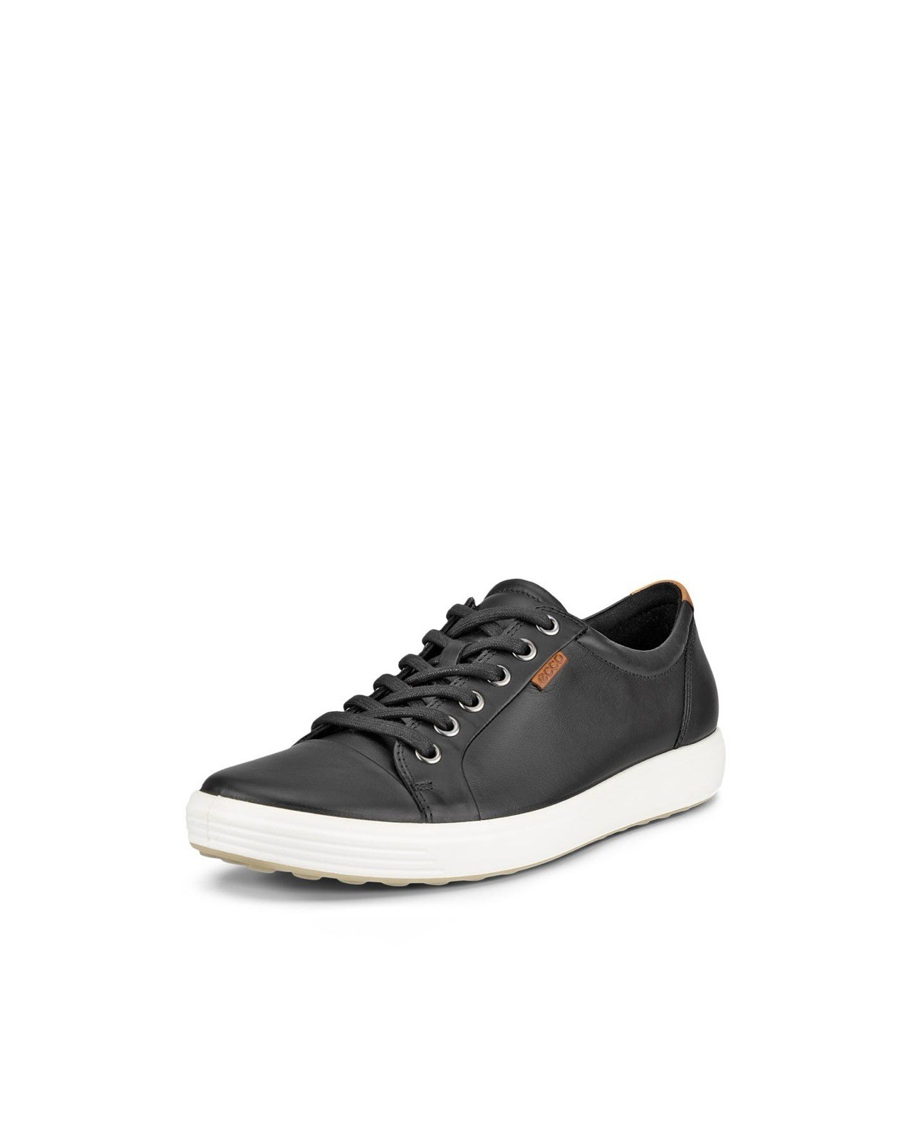 ECCO Soft 7 Shoes Women Size 6 Black Leather Lace Up Casual Sneakers Comfort