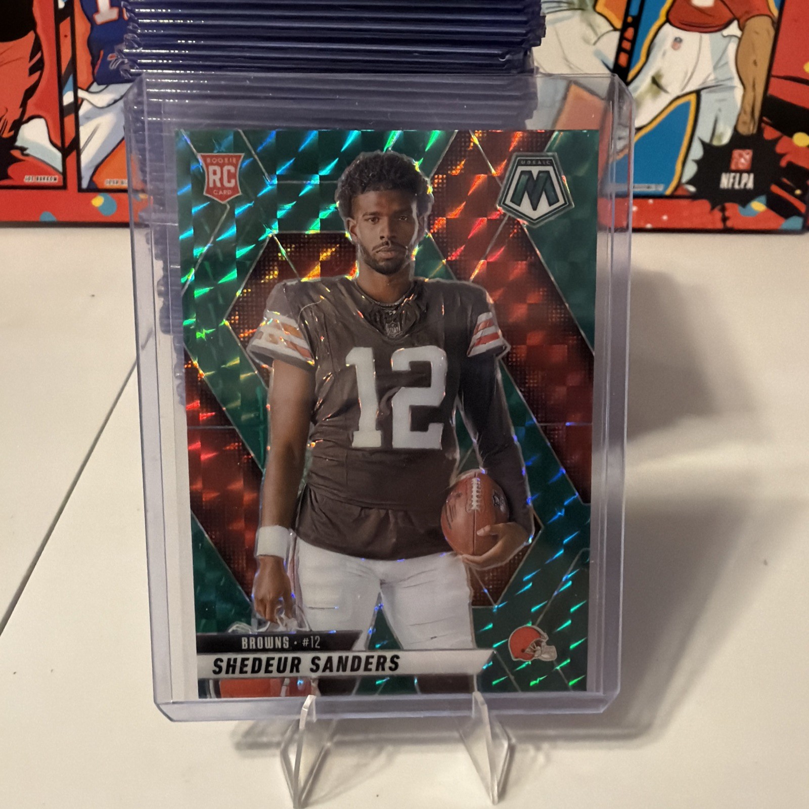 2025 Mosaic Shedeur Sanders Rookie Variation Green Mosaic Prizm RC #290 Browns
